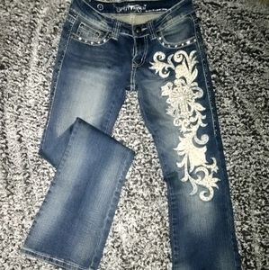 Y2K rhinestone flared jeans